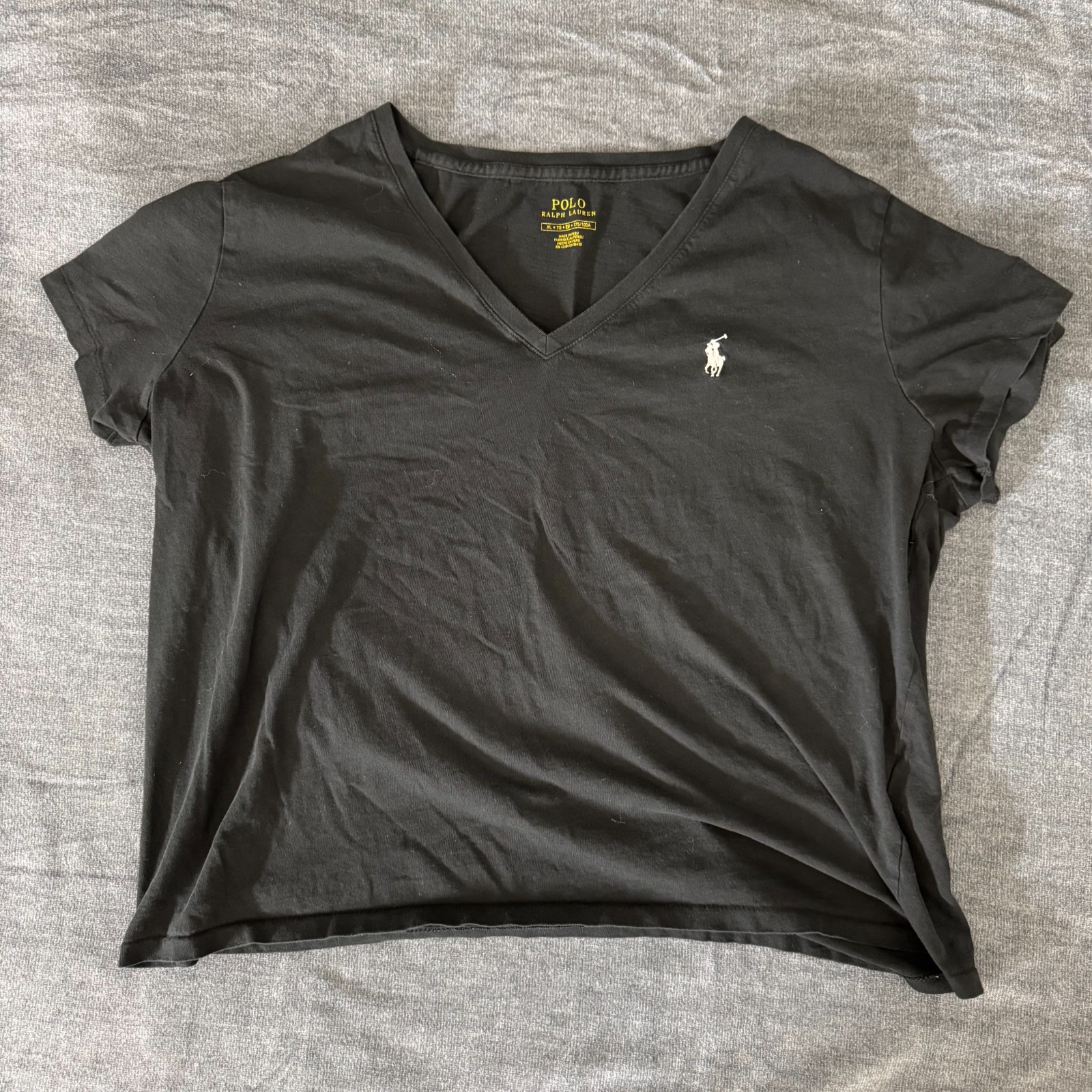 Polo Ralph Lauren T-Shirt Men’s XL Black V-Neck Tee Embroidered Pony