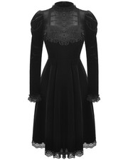Robe Gothique Noir Velours Dentelle Steampunk VTG Victorienne Lolita Poupée