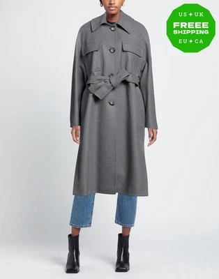PVP €685 Abrigo de franela MARCIANO ADIVINAR IT44 US8 UK12 L mezcla de lana gris - Imagen 1 de 4