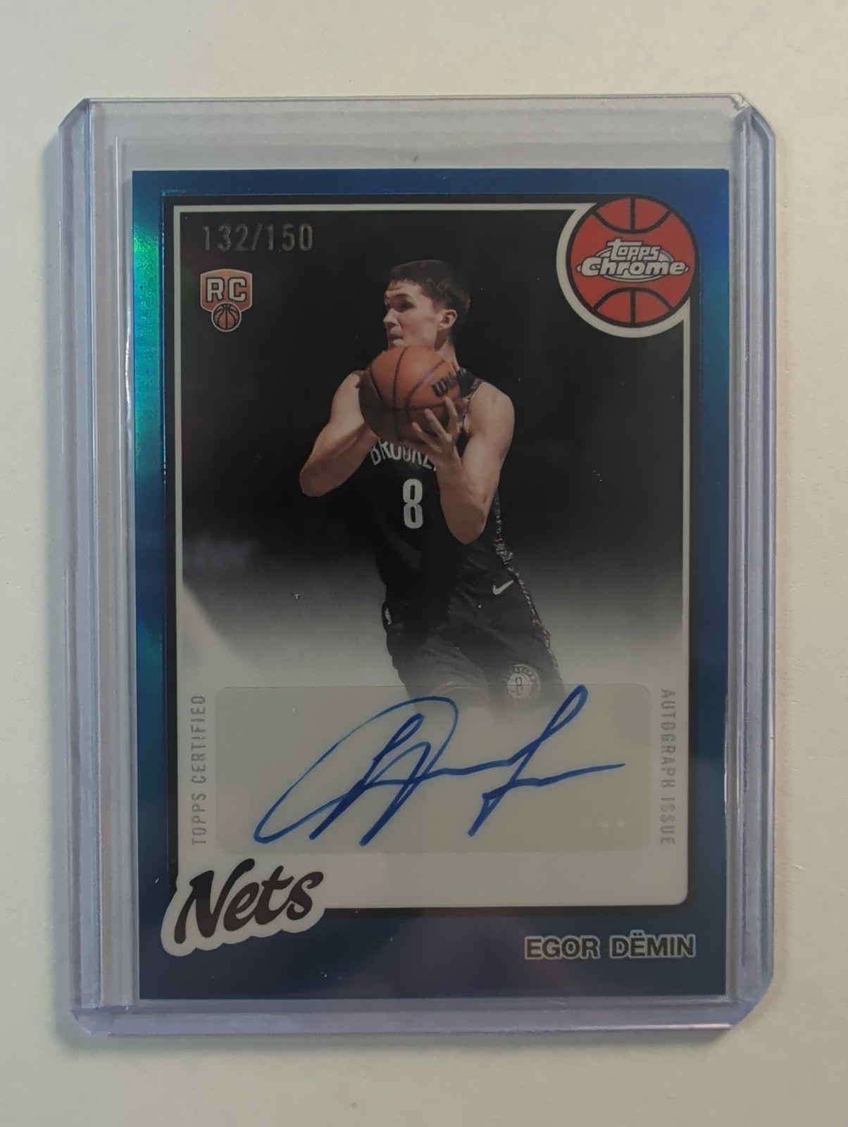 EGOR DEMIN 2025-26 TOPPS CHROME UPDATE 1980-81 AUTO BLUE REFRACTOR RC /150