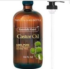 Cold-Pressed Organic Castor Oil in Glass Bottle - 16 Fl Oz - 100 Pure and Natur
