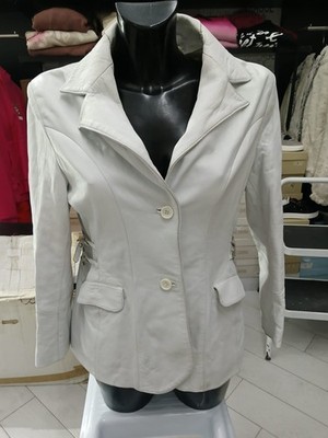Jacke Mantel MAESTRI ARTIGIANI Damen Aus Weißem Leder Größe 46 Cod. CC0254