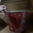 Vintage Red Galvanized FIRE Bucket Round Bottom Fire Fighter Wheeler Pail — photo 2