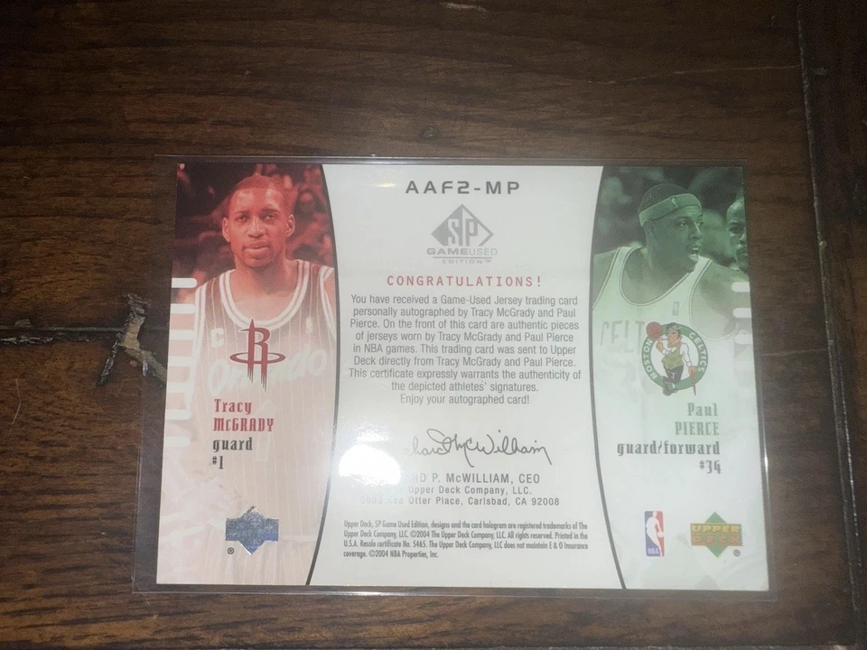 2004 Upper Deck Sp Game Used Edition Paul Pierce & Tracy Mcgrady #AAF2-MP 24/50 - Image 2 of 3