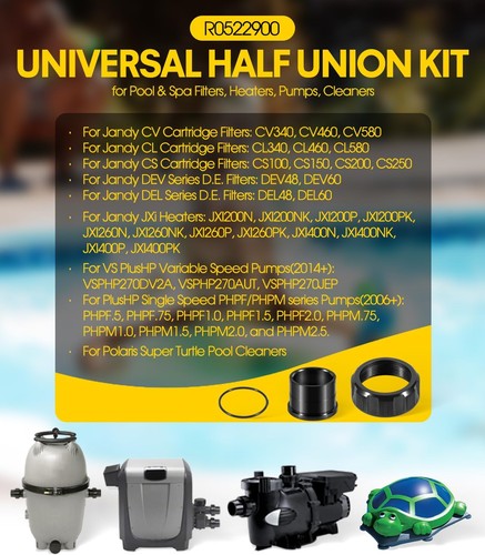R0522900 Half Union Replacement Kit for Pool & Spa Filters Heaters Leak-Proof - Picture 2 of 9