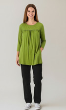 Attitudes by Renee Womens Tunic Size M Cactus Green 3/4 Sleeve Flounce Casual