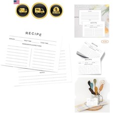 75 Recipe Cards 4x6inch Double Sided Thick Card Stock Fit with Recipe Binder ...