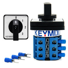 20A Rotary Changeover Switch 660V 4 Position 3 Phase 12 Terminals,3-Way 2NO 2NC 