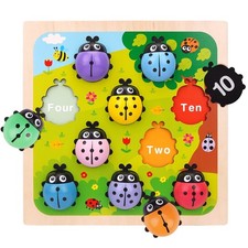 Wooden Counting Ladybugs Montessori Counting Toys for Toddlers Lear... Fast Ship