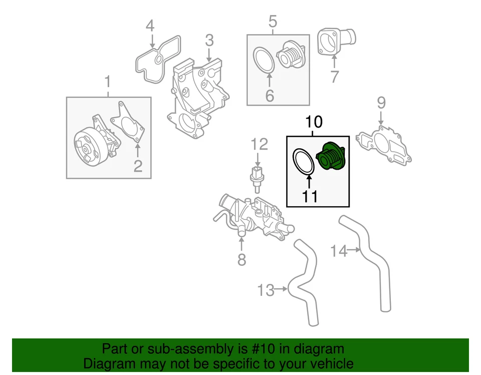 Válvula termostática refrigerante motor Altima Rogue Cube genuina Nissan 2002-2018 Foto 3 de 3