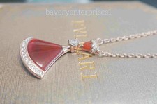 BvIgarlDivasDREAM Necklace RED 18K Rose Gold Diamond Necklace size 17"