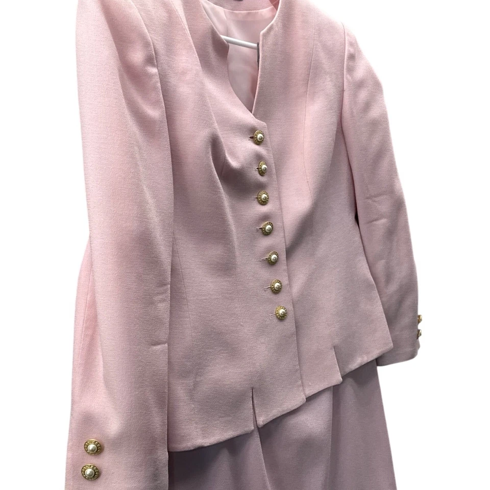 Herbert Grossman Cynthia Sobel Vintage Barbie Pink Pearl Button Skirt Suit  12 - Image 4 of 4