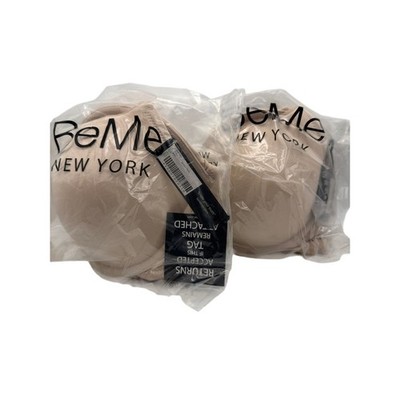 BeMe New York Women's T-Shirt Bra/Classique Demi Tan 100% Cotton 34D - Set of 2