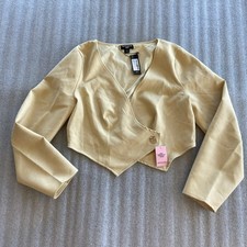 Pretty Little Thing Shape Lemon Linen Asymmetrical Blazer Sz 12 NWT