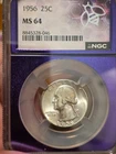 1956 quarter Grade MS64 NGC custom purple core slab with the traderbea label