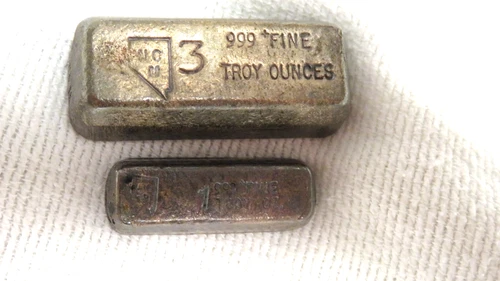 4 Troy Ounce Silver Ingot --.999 + Fine w/ Nevada State Outline - 2 Ingots