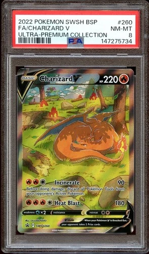 PSA 8 NM-MINT Charizard V SWSH260 UPC Promo ULTRA-PREMIUM Pokemon Card 734