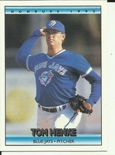 1992 DONRUSS Baseball Card #141 Thomas Henke BLUE JAYS