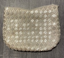 Vintage Ivory Beaded Clutch Evening Purse Diamond Pattern Small  Longer Beads