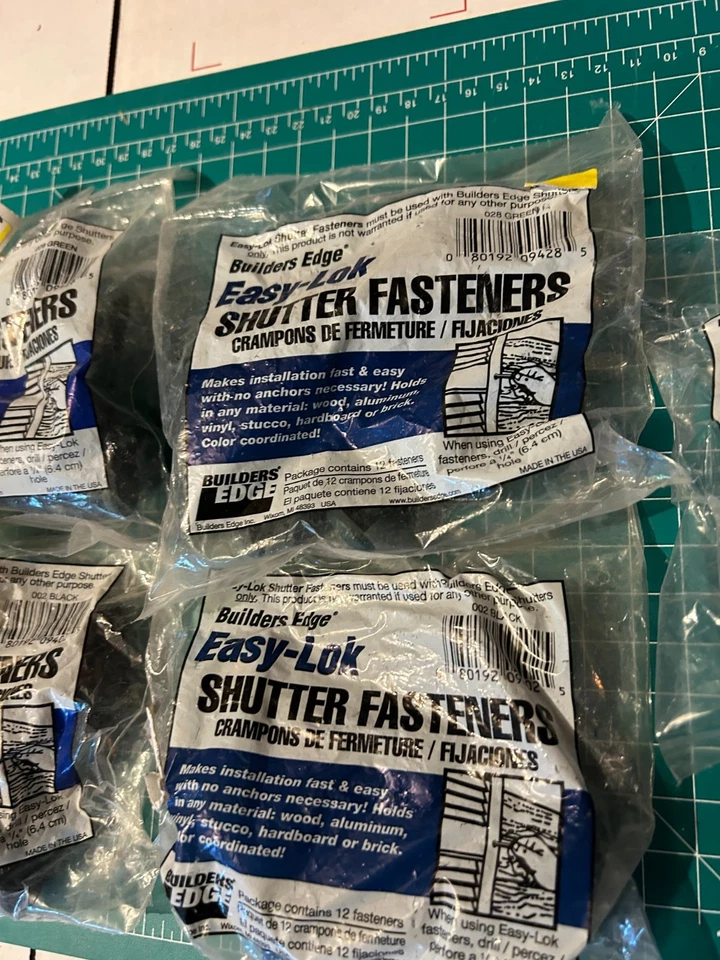5-pack lot 12/CT Builder's Edge Easy-Lok Shutter Fasteners 3" #028 Green Black - Image 3 of 4