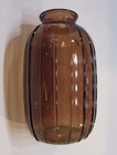 Vintage Vertical Ribbed Brown Amber Glass 4x7 Bottle Vase — photo 1