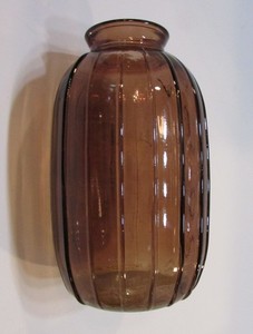 Vintage Vertical Ribbed Brown Amber Glass 4x7 Bottle Vase