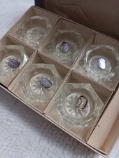 Vtg Made in Czechoslovakia Crystal Salt Cellars 5 spoons Bohemia Glass Boxed