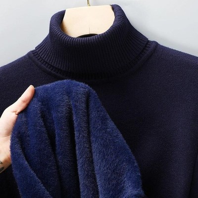 Men Knitted Turtleneck Sweater Anti Pilling Slim Fit Long Sleeve Solid Pullover