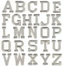 Silver Alphabet Letter Patch Iron on (1" in) Choose your letter A - Z