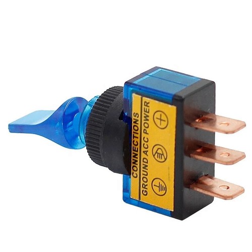 Interruptor basculante coche azul 20A, iluminado 12V encendido-apagado, 2 posiciones, coche-camión - Imagen 2 de 6