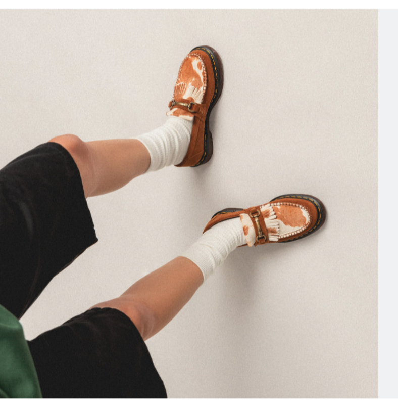 DR. MARTENS ADRIAN SNAFFLE HAIR-ON COW PRINT KILTIE LOAFERS DR. MARTENS ADRIAN SNAFFLE HAIR-ON COW PRINT KILTIE LOAFERS