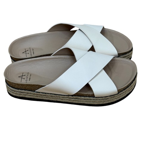 Aquatalia Womens Ariana Leather Crossover Platform Sandals Shoes Cream Size 9 M - Picture 5 of 19