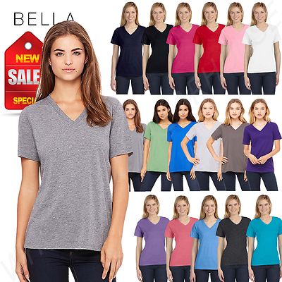 Bella girls Missy's Relaxed Jersey Short Sleeve V Neck T Shirt(6405) NAVY M at Women's Clothing store Bella girls Missy's Relaxed Jersey Short Sleeve V Neck T Shirt(6405) NAVY M at Women's Clothing store