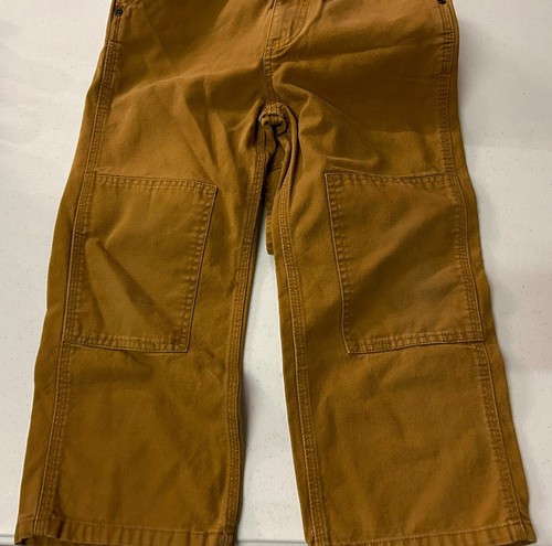 Carhartt Youth Double Knee Bib Overalls Duck Canvas Brown Work Wear Size 6 - Picture 6 of 8
