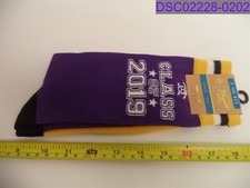 Qty 11 Pairs: Original Penguin Class of 2019 Socks Purple with Yellow