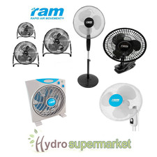 RAM FANS - PEDESTAL CLIP ON ECO WALL AIR CIRCULATOR MONKEY BOX HYDROPONICS COOL
