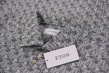 Eton NWT Dress Shirt Size 16.5 42 Slim In White With Black Hidden Tigers