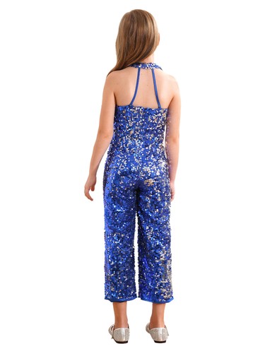 Kids Girls Dancewear Strapy Back Jumpsuit 10-12 Leotards Shiny Sequin Uniform - Picture 11 of 65