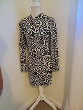 zara bodycon dress 60s Vibe Brown Cream Large 