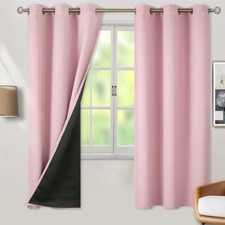 100 Blackout Curtains for Nursery Bedroom 42"W x 72"L Pack of 2 Baby Pink