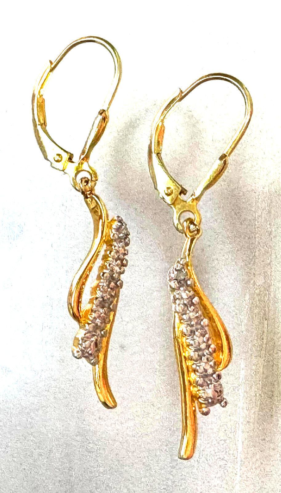 SETA 925 Sterling Silver Dangle Earrings with Dia… - image 1