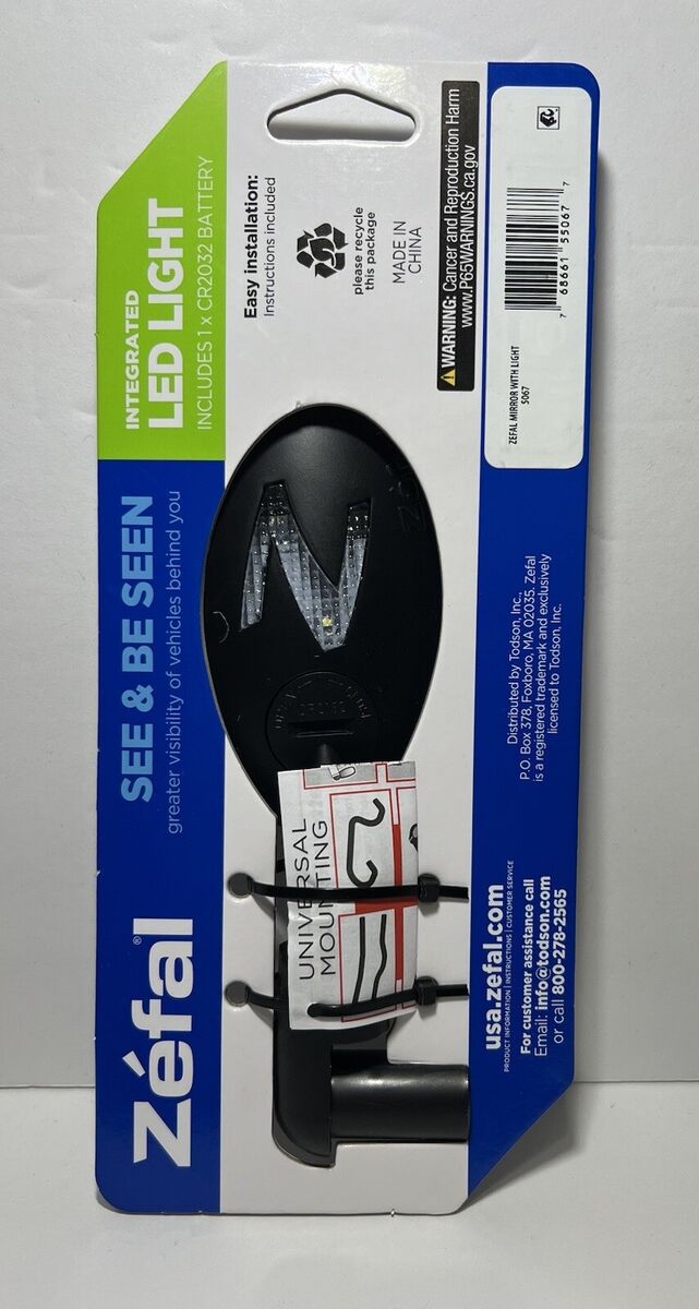 Zefal Bike Mirror with LED Bike Light Universal Handlebar Zefal Bike Mirror with LED Bike Light Universal Handlebar