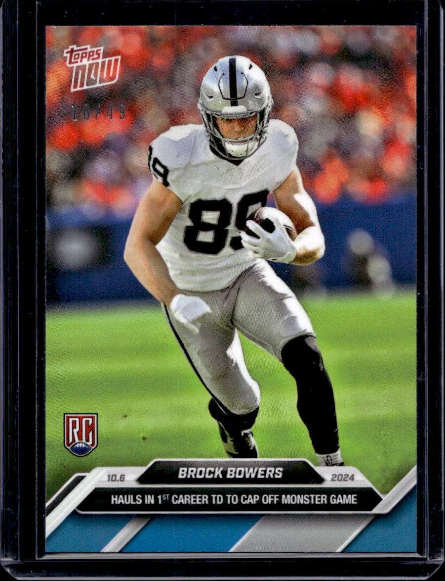 2024 Topps Now #7 Brock Bowers RC Rookie Blue Parallel Card #d 18/49