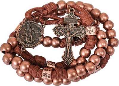 St Michael Paracord Rosary Beads Rosary Rugged Necklace Corded Rosario 20''