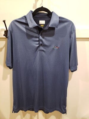 Greg Norman Large Blue Geometric Diamond PLAY-DRY Men's Casual Polo / Golf Shirt
