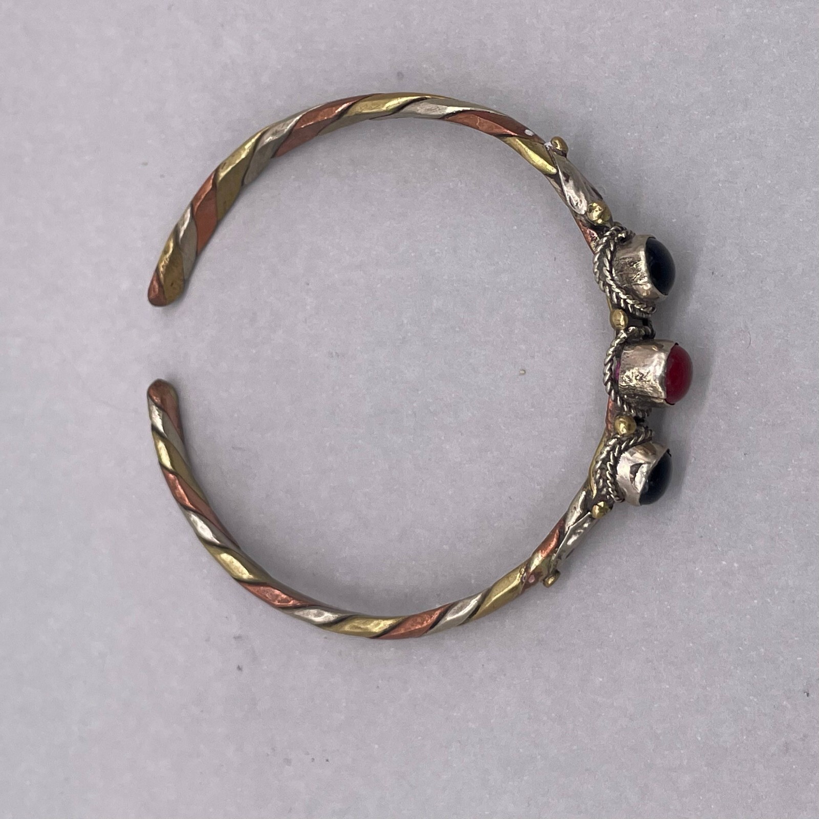 Multicolor Stone Copper Twisted Cuff Bracelet Mul… - image 5