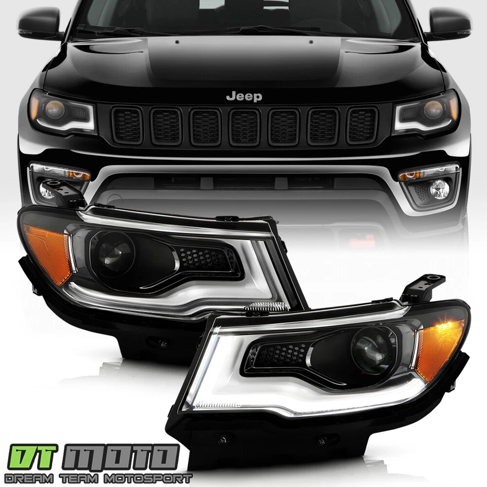 <Halogen Upgrade LED Tube Projector> For 2017-2021 Jeep Compass Headlights Pair - Image 2 of 4