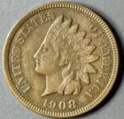 1908-S 1¢ Indian Head Cent - Raw AU - See Pictures