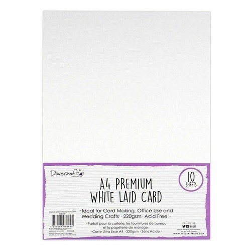 A4 Dovecraft White or Cream Laid 220grms Card - Picture 2 of 3