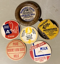 SIX VINTAGE MILK TABS - Various Companies/USA Locations